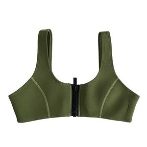 Hoaka Swimwear Green Zip-up Bikini Top Size S